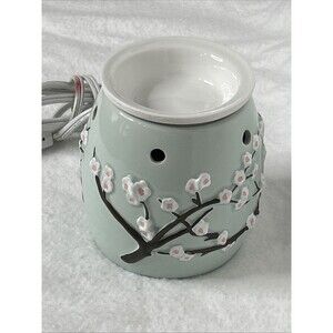 Scentsy Aqua Blue Cherry Blossom Portable Electric Wax Warmer Retired Boho Decor